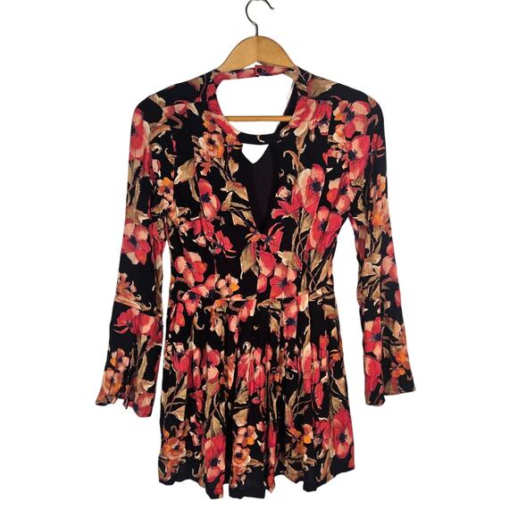 Free People Tegan Printed Mini Dress Floral Boho Backless Peasant 4 Cottagecore - Picture 7 of 8